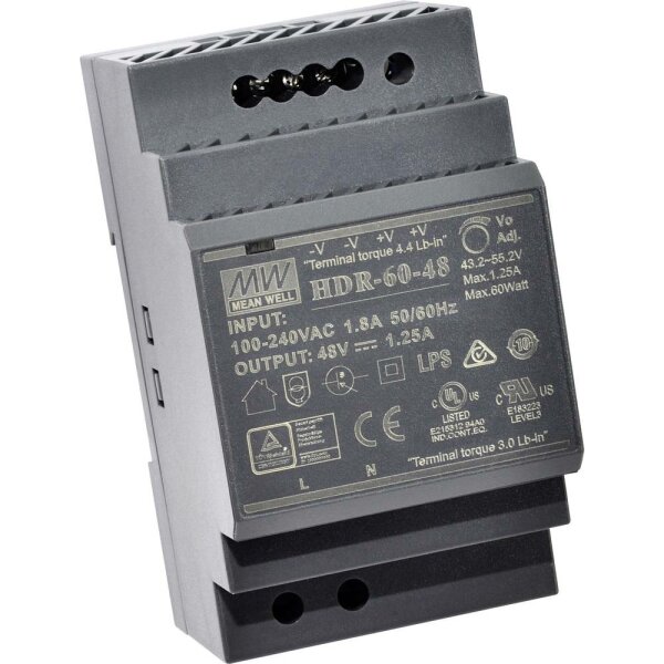 Schaltnetzteil DC, 48V, 1.25A  für DIN Hutschiene für IP-2Draht Module etc.