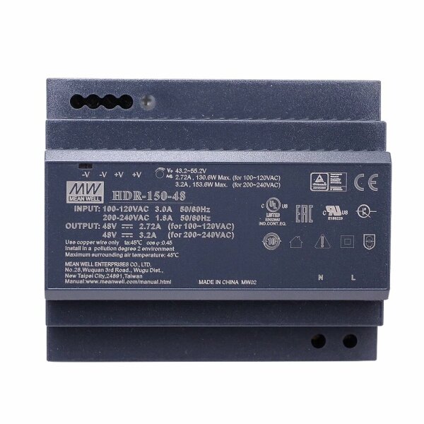 Schaltnetzteil DC, 48V, 3.2A, für DIN Hutschiene für IP-2Draht Module etc.